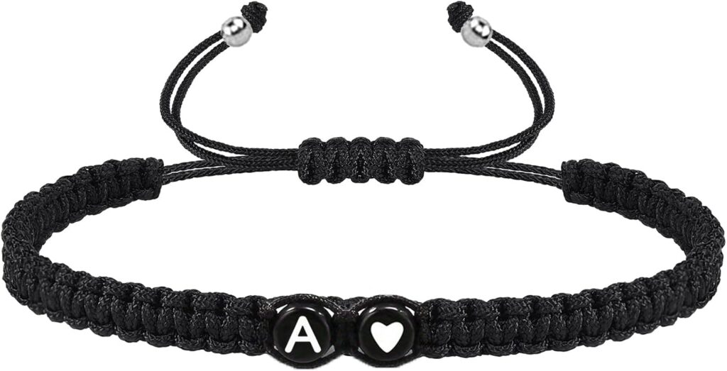 COLORFUL BLING Initial Bracelet for Women Gifts Handmade Rope Braided 26 Alphabet Letter Heart Sister Daughter Mom Mother’s Day Friendship Wristband Jewelry