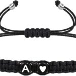 COLORFUL BLING Initial Bracelet for Women Gifts Handmade Rope Braided 26 Alphabet Letter Heart Sister Daughter Mom Mother’s Day Friendship Wristband Jewelry