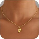 Bubble Initial Necklaces for Women Girls Kids, 18K Gold/Silver Plated Initial Name Necklace Teen Girls Gifts Trendy Non Tarnish Bubble Gold Letter Necklace for Women Girl Jewelry