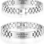Titanium Custom Text Name ID Bracelets Personalized Watch Band Chain Memorial Bracelets for Men