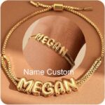 Personalized Bubble Name Bracelet with Custom Brass Bubble Letter Charms Keepsake Jewelry Bridesmaid Gift