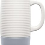 Ello Jane 18oz Ceramic Travel Mug with Handle, Splash-Resistant Slider Lid and Built-in Coaster, Perfect for Coffee and Tea, BPA Free, Dishwasher Safe, Holiday Gift Her Him, Gray