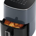 Sweetcrispy Air Fryer 6QT with Window, Square Airfryer Oven 12-in-1 for Family, 400°F Rapid Air Crispy Technology, Roast Bake Dehydrate, Nonstick & Easy-Clean Basket,Grey Black