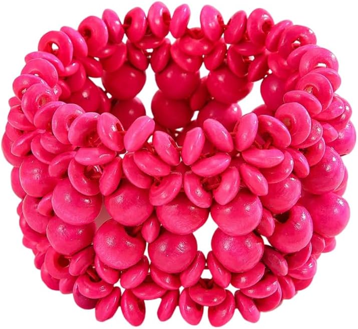 Bohemian Wooden Bead Bracelets Boho Colorful Handmade Elastic Stretch Bracelets Design for Women Summer Beach Festival Jewelry