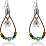 Boho Earrings for Women,Handmade Vintage Dangle Drop Earring,Western Country with Nature Stone and Flower