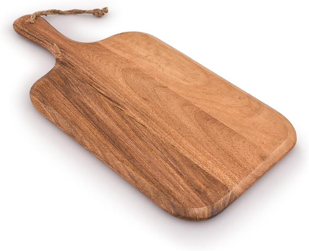 Samhita Acacia Wood Cutting Board, for Meat, Cheese, Bread, Vegetables & Fruits, with Grip Handle (15″ x 7″)