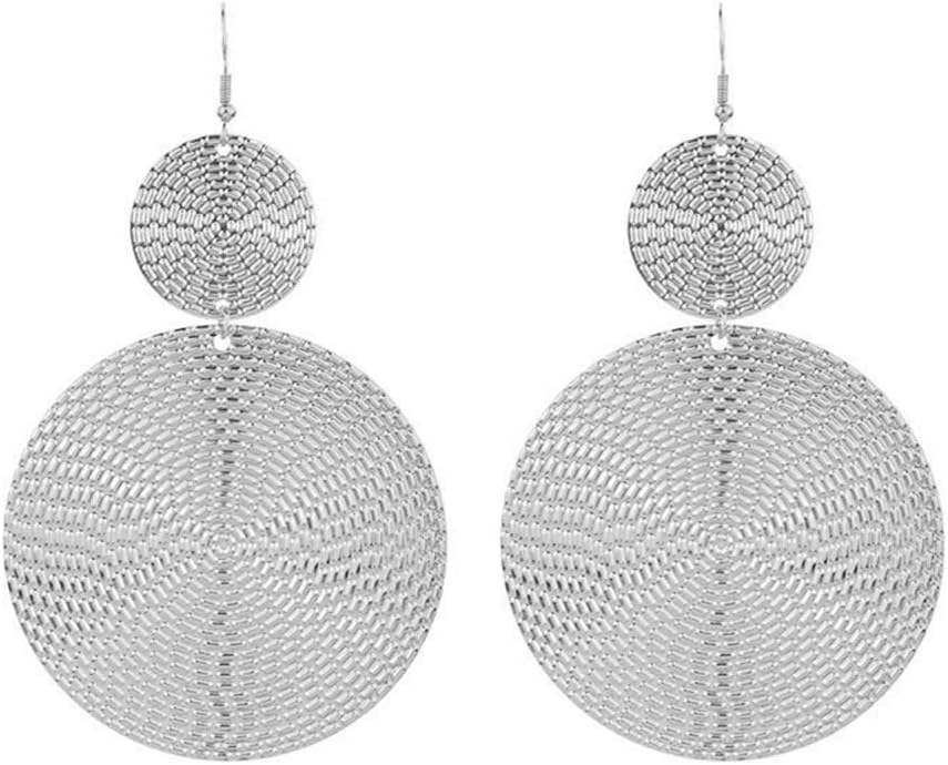 Large Double Circles Round Dangle Drop Earrings Geometric Statement Handmade Bohemian Dangling Earring Hook Studs Fashion Jewelry for Women