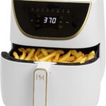 Paris Hilton Air Fryer, Large 6-Quart Capacity, Nonstick Made without PFAS, Touchscreen Display, 8-in-1 (Air Fry, Roast, Broil, Bake, Reheat, Keep Warm, Pizza, Dehydrate), Dishwasher Safe, White