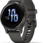 Garmin Venu 2S, Smaller-Sized GPS Smartwatch with Advanced Health Monitoring and Fitness Features, Slate Bezel with Graphite Case and Silicone Band, (010-02429-00) (Renewed)
