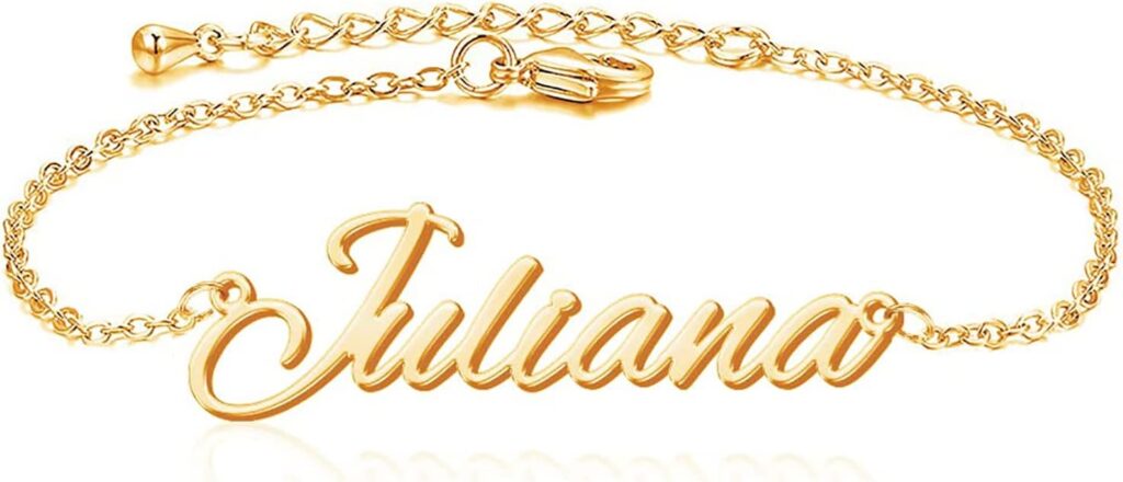 Yofair Custom Name Bracelet with Heart 18K Gold Plated Handmade Heart Bracelets with Name Personalized Birthday Gifts for Women