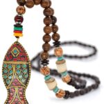 Vintage Long Necklace Handmade Turquoise Wood Beads Necklace for Women Fashion Jewelry