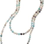 Aobei Pearl 8mm Round Natural Amazonite/Irregular Turquoise Long Beaded Necklace Wrap Bracelet Handmade Gemstone Jewelry for Women Men