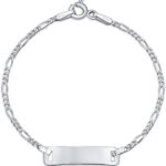 Dainty Virgin Mary Personalize Thin Religious Identification ID Bracelet Figaro or Curb Cuban Chain Link .925 Silver Sterling Small Wrist 6,7 Inch