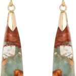 Boho Women Natural Stone Earrings Unique Healing Imperial Jasper Gemstone Energy Hypoallergenic Lightweight Dangle Drop Earrings Multiple Styles Earrings Jewelry for Birthday Party Gift