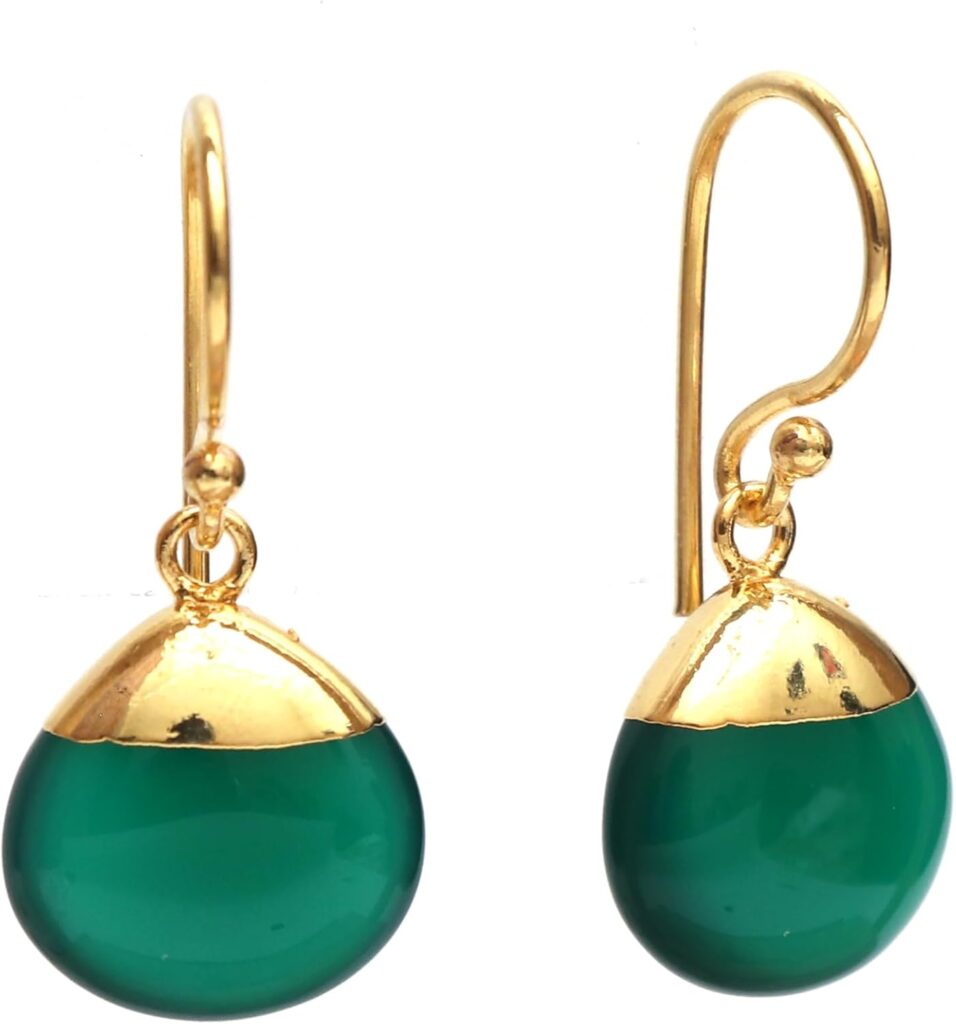 Gempires Natural Pear Cabochon Hook Earring, Meditation Earring, Handamde Jewelry, Gift for Her