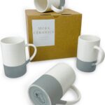 Mora Ceramics 12oz Coffee Mug Set of 4 – Ceramic Tea Cups with Handle – Microwave and Dishwasher Safe, Perfect For Cup or Mug Lovers – Rustic Matte Glaze, Modern Design Mugs – Flint