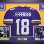 Justin Jefferson Autographed Purple Minnesota Jersey – Beautifully Matted and Framed – Hand Signed and Certified Authentic by Beckett