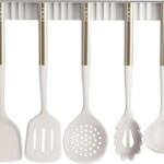 OOU Silicone Kitchen Cooking Utensils Set, 446°F Heat Resistant Kitchen Tool Set with Magnetic Wall Mounted Holder, 6 pcs Spatula Set with Stainless Steel Handle, Dishwasher Safe