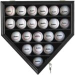 DisplayGifts Baseball Display Case Baseball Holders for Balls Display with 21 Slots Wall Display Box 96% Clear Antifade UV Protection with Gold Locks for Homerun and Collector Autograph Balls