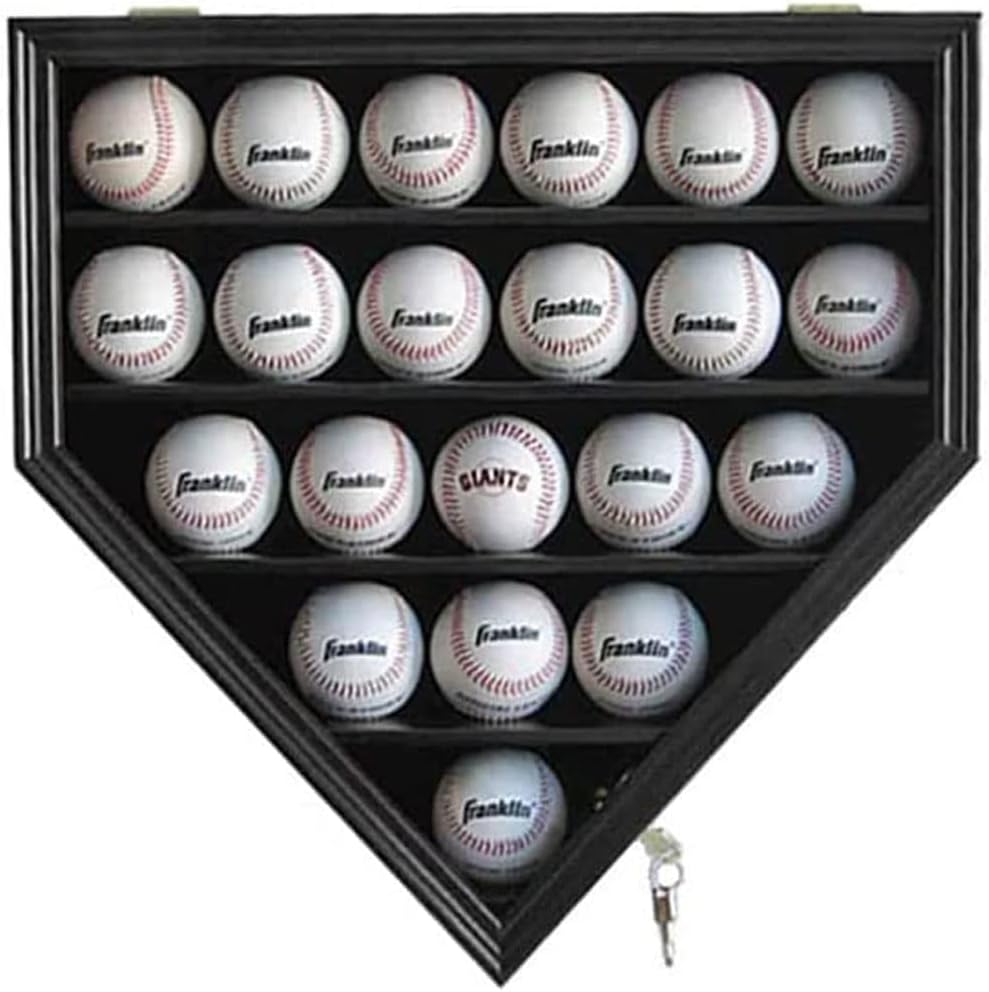 DisplayGifts Baseball Display Case Baseball Holders for Balls Display with 21 Slots Wall Display Box 96% Clear Antifade UV Protection with Gold Locks for Homerun and Collector Autograph Balls