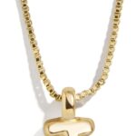 BaubleBar Gwen Mini Bubble Initial Necklace – Gold-Plated Bubble Letter Pendant, 17 Inch Chain with Lobster Clasp, Perfect Personalized Gift for Women