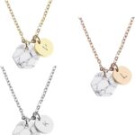 MignonandMignon Raw Stone Marble Pendant Necklace Personalized Howlite Necklace Minimalist Marble Jewelry Geometric Pendant Earthy Necklace – HMN-TC