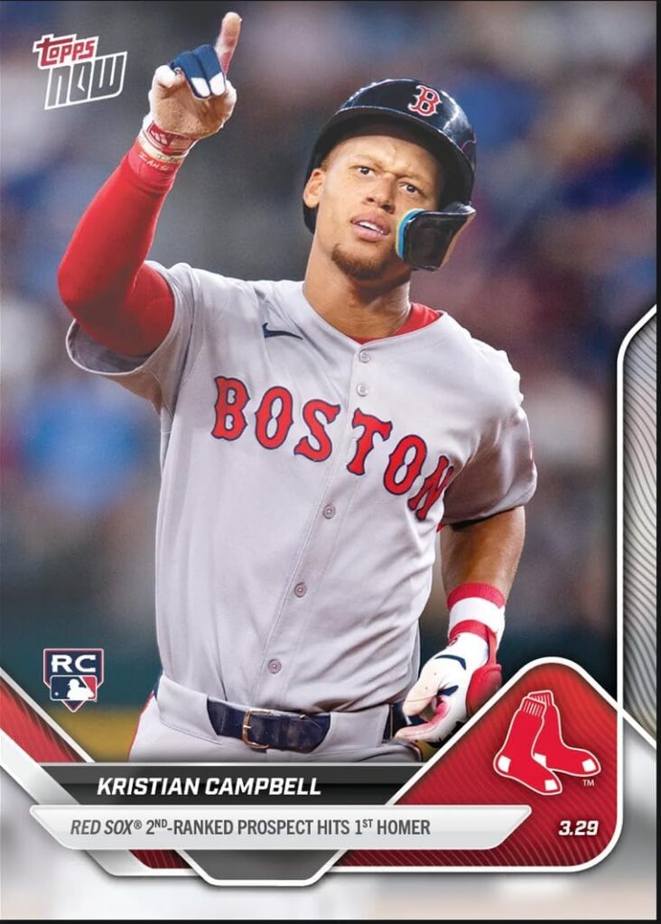 2025 Topps Now Kristian Campbell #20 Hits 1st Home Run Boston Red Sox Rookie RC Baseball Card