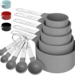 TILUCK Measuring Cups & Spoons Set, Stackable Cups and Spoons, Nesting Measure Cups with Stainless Steel Handle, Kitchen Gadgets for Cooking & Baking (Gray)
