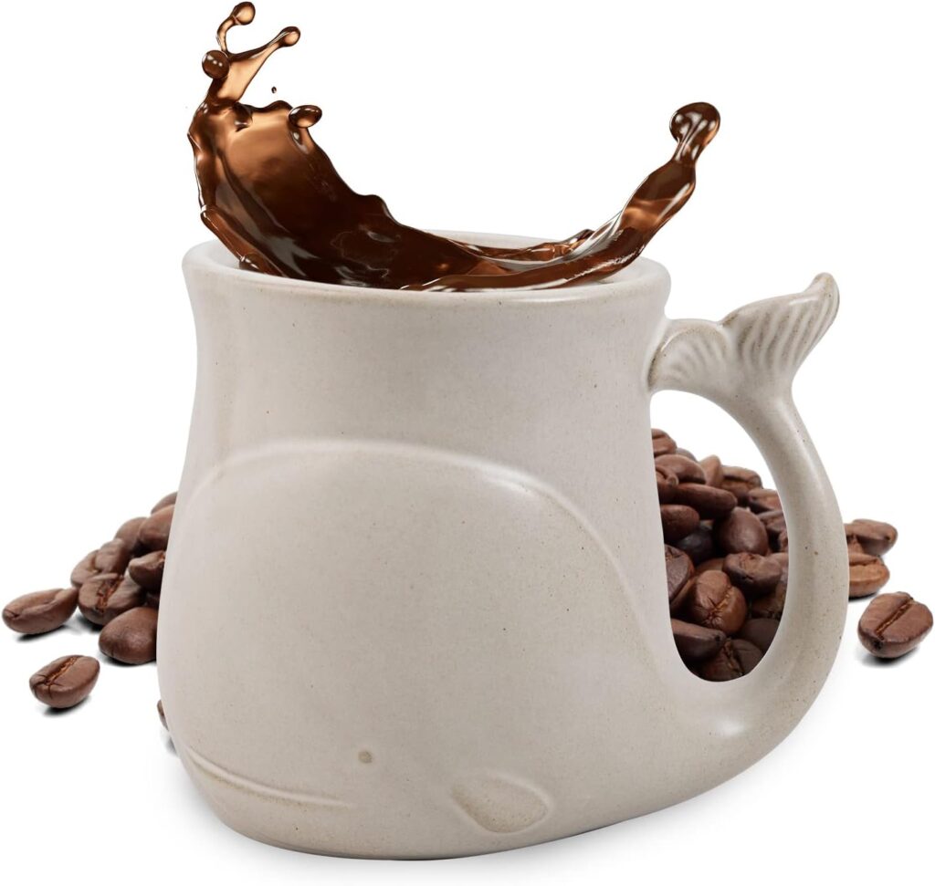 Whale Ceramic Cup (20 Ounce), Whale Mug Large Ceramic Coffee Mugs Tea Cup, Handcrafted 3D Coffee Mug with Whale, Novelty Coffee Mugs