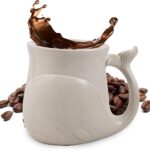 Whale Ceramic Cup (20 Ounce), Whale Mug Large Ceramic Coffee Mugs Tea Cup, Handcrafted 3D Coffee Mug with Whale, Novelty Coffee Mugs