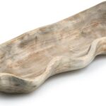 Wavy Live Edge Wooden Dough Bowl for Decor 16″L Medium Natural Root Wood Hand Carved Decorative Wooden Farmhouse Fruit Bowl Handmade, Home Decoration Centerpiece, Table Display Bowl