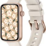 Fitness Watches for Women, LYNN2 Fitness Tracker with Heart Rate Monitor Blood Oxygen/Sleep Tracker Pedometer, Slim Step Tracker Watch for iOS/Android Phones Waterproof Milky White