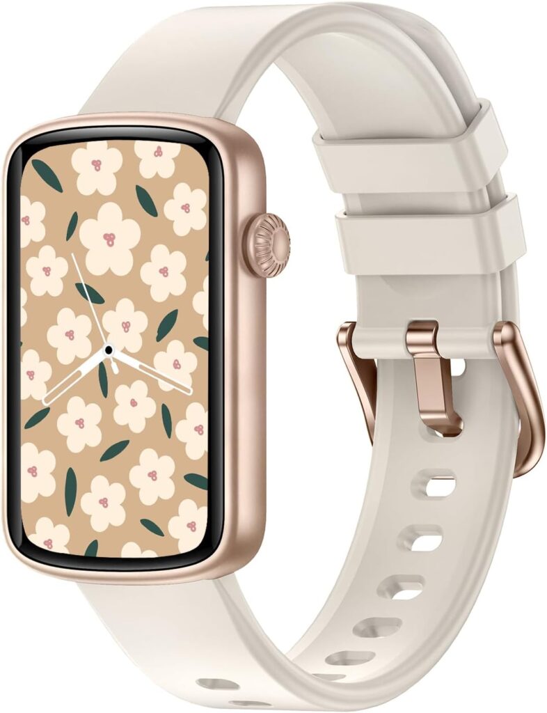 Fitness Watches for Women, LYNN2 Fitness Tracker with Heart Rate Monitor Blood Oxygen/Sleep Tracker Pedometer, Slim Step Tracker Watch for iOS/Android Phones Waterproof Milky White