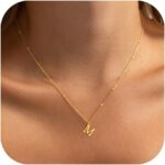 Initial Necklaces for Women – 14K Gold Silver Plated Letter Necklace Name Personalized Dainty Fashion Chain Non Tarnish Single Cute Pendant Necklace Charm Jewelry Gift for Women Her