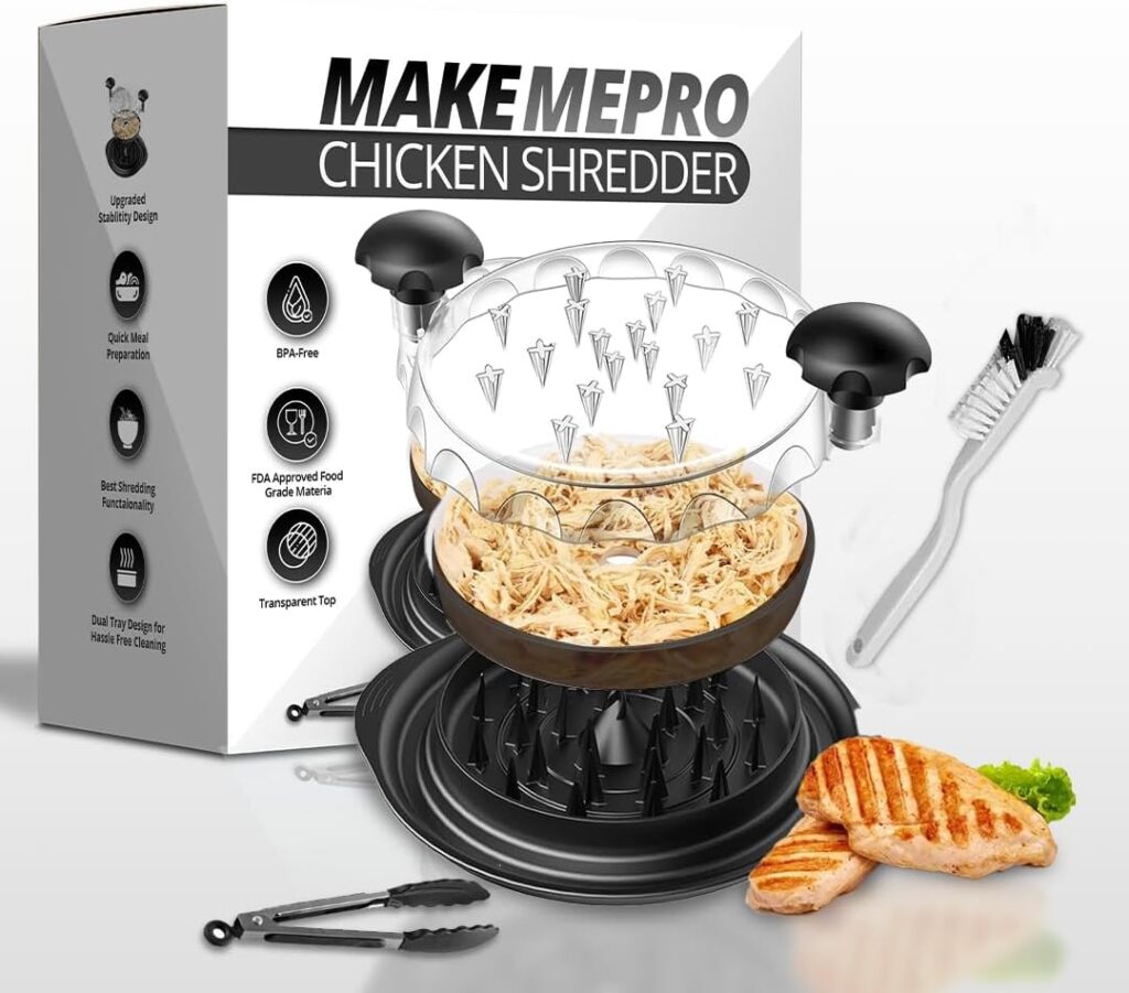 Manual Chicken Shredder Tool,Meat Shredder Twist,meat grinder, smart kitchen tools,kitchen gadgets under 25,for Chicken, Beef, Pork with Cleaning Brush & Tongs, Strong Anti-Slip Base, BPA Free.