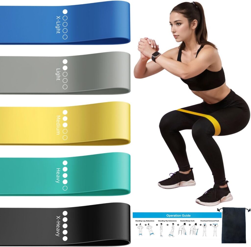 Resistance Loop Exercise Bands for Home Fitness, Yoga Pilates, Stretching, Strength Training, and Physical Therapy – Elastic Bands Set Workout Bands for Women&Men (5pcs Set)