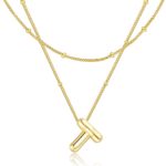 Bubble Letter Necklace for Women, 14k Gold Plated Initial Letter Pendant Necklace Personalized Jewelry A – Z 26 letters