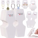 200PCS Necklace Display Cards Self Adhesive Jewelry Packaging Card for Keychain Bracelet Hair Band Fold Over Hanging Holder (White, 1.8×4.7 inches)