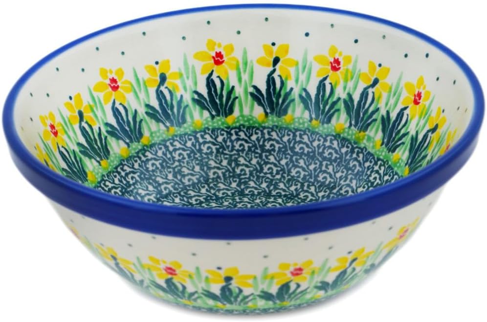 Authentic Polish Pottery Bowl 6-inch in Summer Meadow Design Handmade in Bolesławiec Poland by Ceramika Artystyczna + Certificate of Authenticity