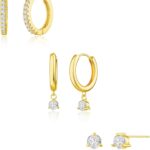 Freekiss 3 Pairs Gold Hoop Earrings Set: Dainty Stud Earrings Trendy Small 14K Gold Plated Hypoallergenic Dangle Cartilage Huggie Hoop Earrings for Women Gold Jewelry for Women Gifts