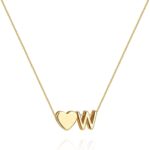 Inerney Gold Heart Initial Necklace for Women 14K Gold Plated A-Z Letter Pendant Necklace Dainty Tiny Heart Monogram Necklace Personalized Name Necklace Gift Jewelry for Women