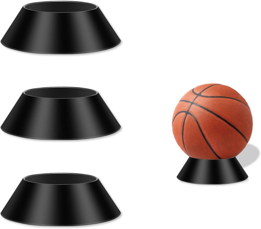 3 Pcs Ball Holder Stand for Displaying Memorabilia Basketball Football Volleyball Soccer Baseball Softball and Bowling Durable Base Stands for Exercise and Medicine Balls(4.2 Inch)