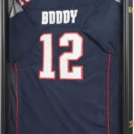 IHEIPYE Large Jersey Frame Display Case Lockable, Sport Jersey Shadow Box with 98% UV Protection Acrylic and Hanger for Baseball Basketball Football Soccer Hockey Sport Shirt and Uniform, Linen Black