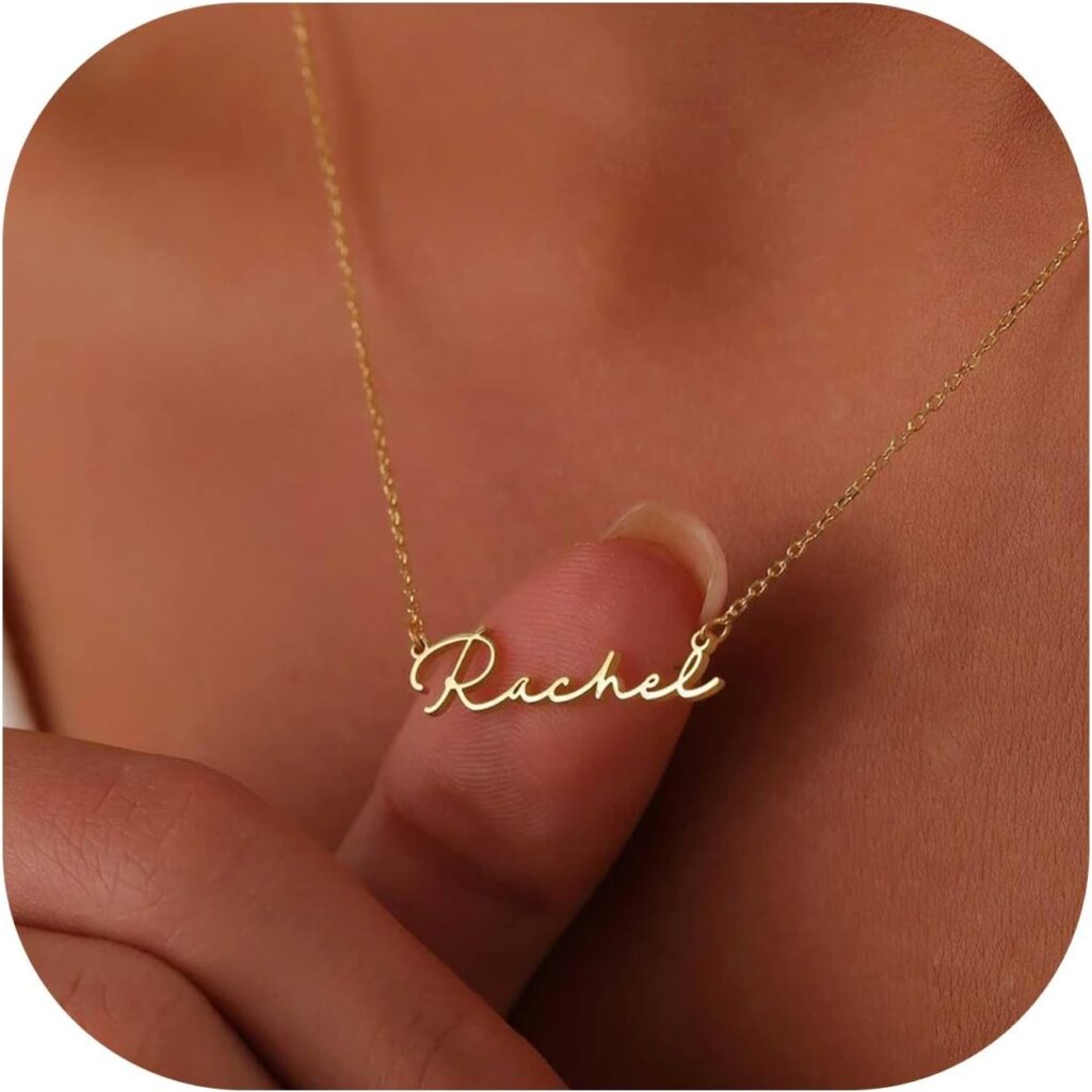 Personalized Name Necklace for Women,18k Gold Plated Handmade Custom Name Necklace,Mother’s Day Customized Jewelry Gifts for Mom Wife