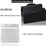 104 Set Bracelet Packaging for Small Business, Bracelet Display Cards with Clear Bags, Handmade with Love Hanging Jewelry Cards, Tags, Business Supplies for Selling Necklace, Earrings (Black)