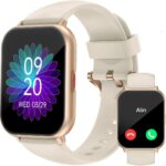 RUIMEN Smart Watches for Women Men (Answer/Make Calls, 2 Bands Included), 1.8″ Smartwatch for iOS/Android Phones, Fitness Tracker Heart Rate/Sleep Monitor Digital Watch Waterproof Milky White