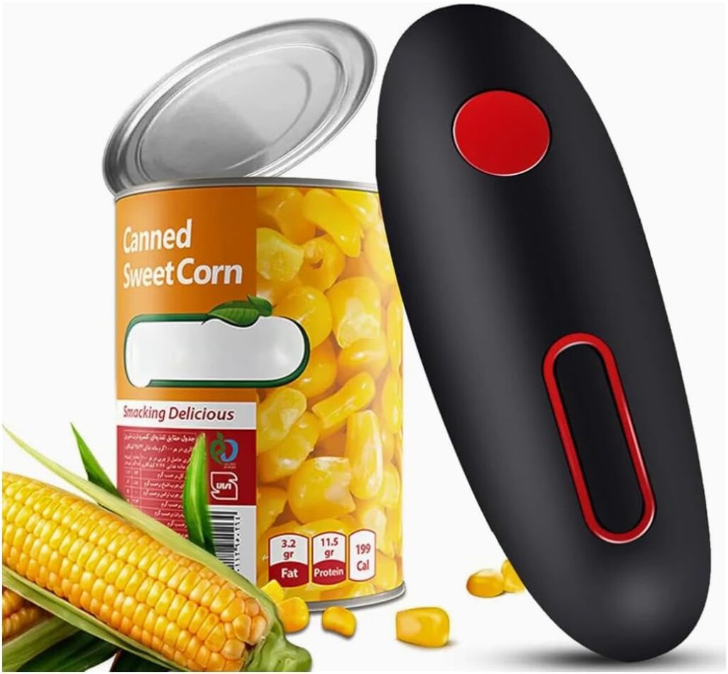 Hands-Free Electric Can Opener – Automatic Smooth Edge Tin Opener, Easy One Touch Operation, Arthritis-Friendly Kitchen Gadget Portable Can Opener for Seniors, Battery Powered Kitchen Tool.