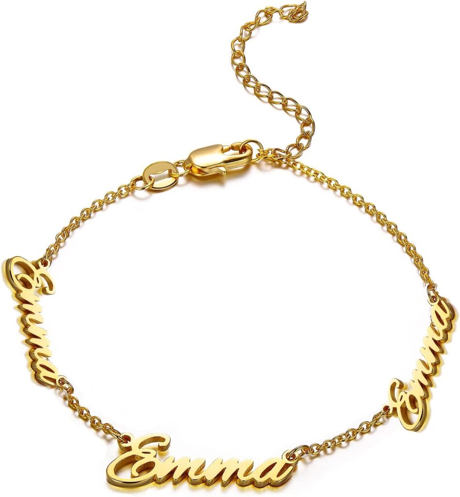 LONAGO Name Bracelet Personalized, Custom Two, Three, Four or More Names Bracelet Gift for Women