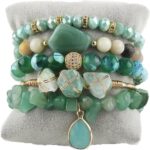 Yomisa 5PCS 6PCS Natural Boho Beaded Bracelets/Bangle for Women Men,Healing Turquoise Jasper Agate Crystal Gemstone Stone Chakra Multilayer Wrap Bohemian Handmade Jewelry Beads Stretch Bracelet Set