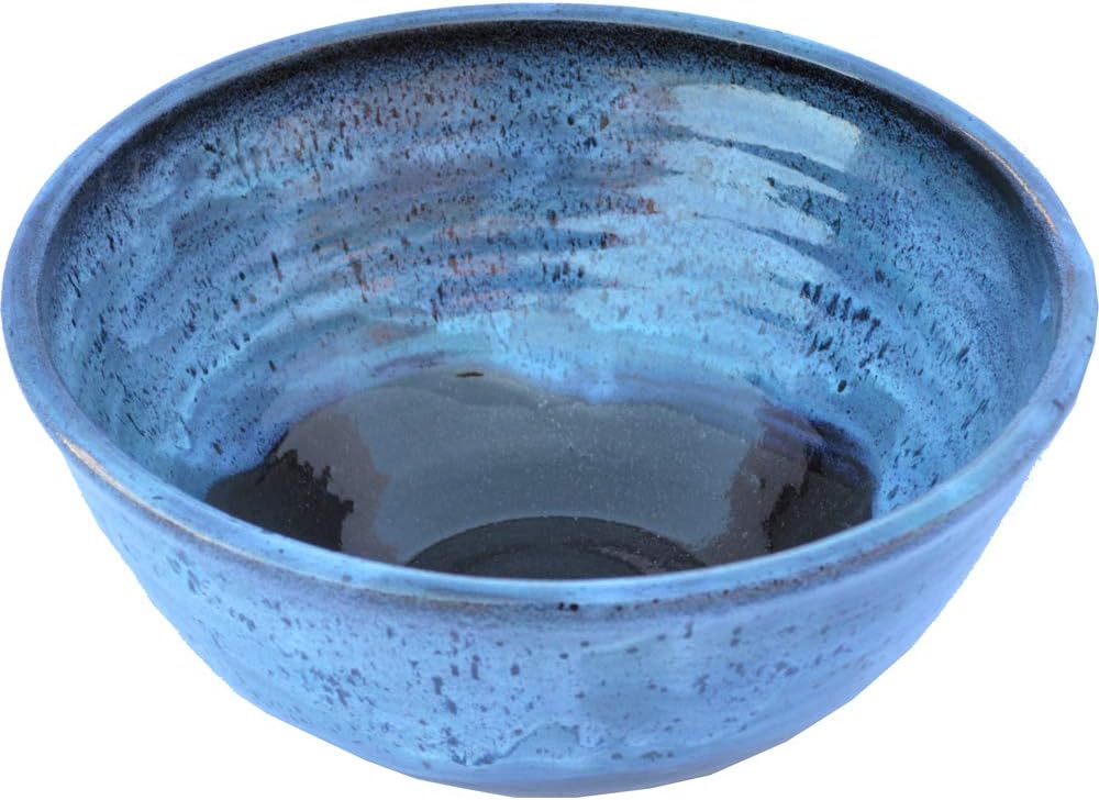 ALWAYS AZUL POTTERY 14 Inch Large Serving Bowl in Waterfall Glaze – Handmade Ceramic Pottery Bowl – Handcrafted Polished Stoneware – Unique & Stylish Glazed Bowl, Great for Soup, Salad, Cereal & More
